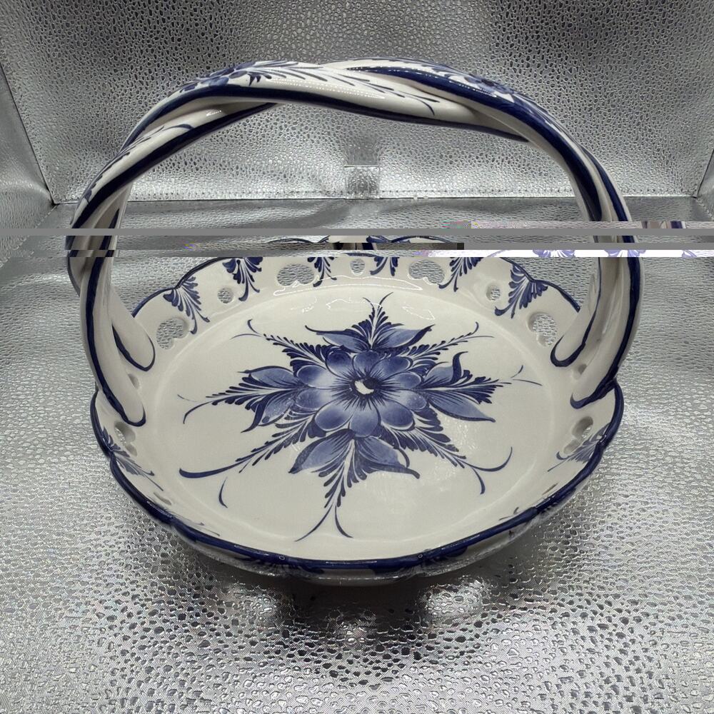 Hand Painted Ceramic Basket from Portugal